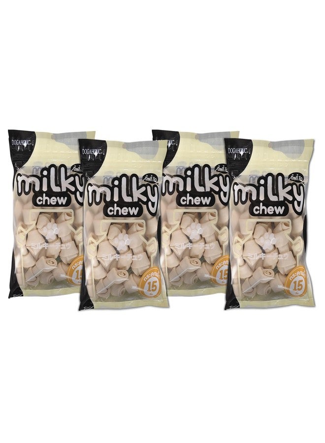 Rena Dogaholic Milky Chew Bone Style Dog Treats Pack of 4 | Milk-Flavoured Protein & Calcium-Rich Chews | Healthy, Tasty & Easily Digestible Snacks | Suitable for Puppies, Adults & Senior Dogs - Image 1