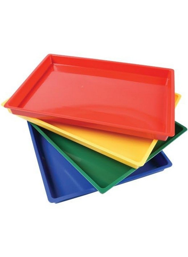 Constructive Playthings Messy Trays for Paint, Water and Sand Toys, Classroom Supplies, Toddler Toys for Creative Play, Set of 4 Trays, Ages 3 Years and Older - Image 1