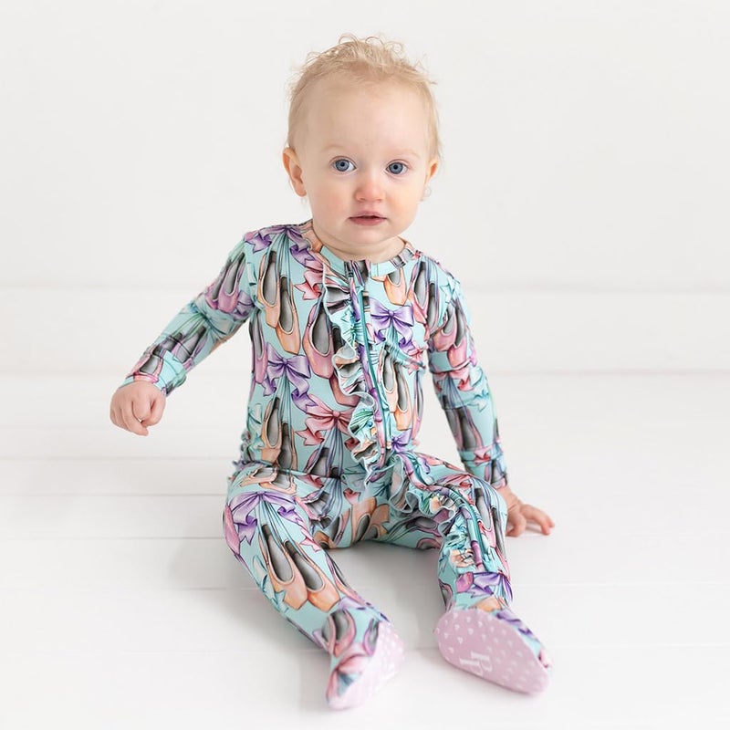 Posh Peanut Footie Pajamas for Baby Girls â€“ Sleepers in Ultra-Soft Viscose from Bamboo with 2-Way Zipper & Ruffle Trim â€“ Newborn to Toddler Sleepwear - Irina, Newborn - Image 4