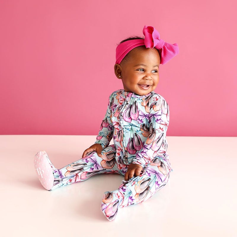 Posh Peanut Footie Pajamas for Baby Girls â€“ Sleepers in Ultra-Soft Viscose from Bamboo with 2-Way Zipper & Ruffle Trim â€“ Newborn to Toddler Sleepwear - Irina, Newborn - Image 3