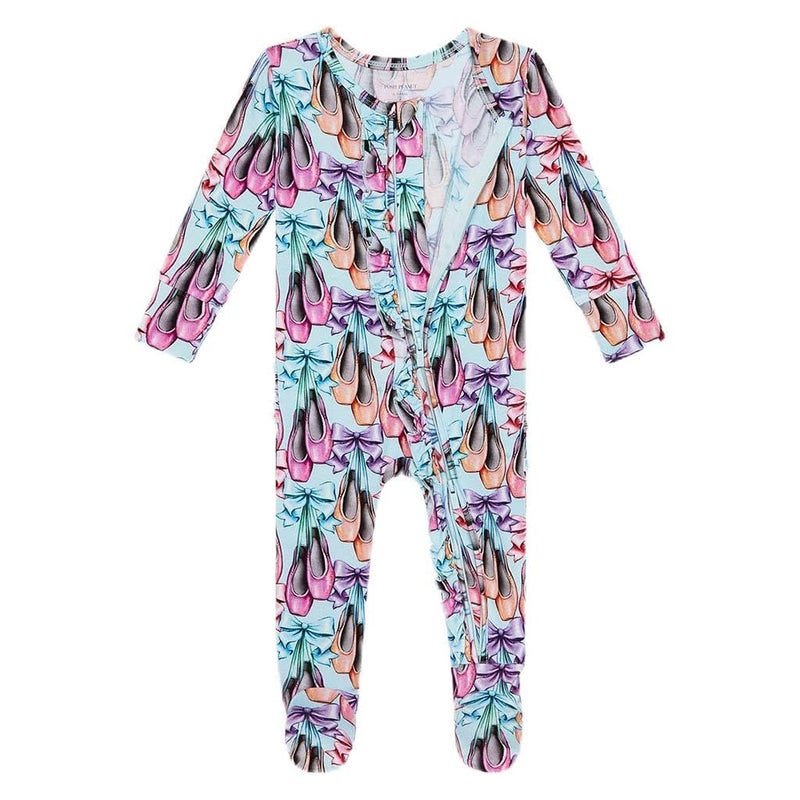 Posh Peanut Footie Pajamas for Baby Girls â€“ Sleepers in Ultra-Soft Viscose from Bamboo with 2-Way Zipper & Ruffle Trim â€“ Newborn to Toddler Sleepwear - Irina, Newborn - Image 1
