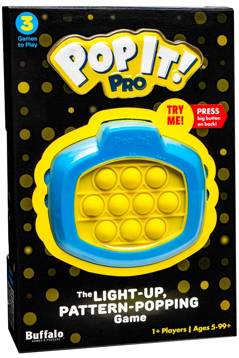 Buffalo Games Pop It Pro - The Original Light Up, Pattern Popping, Pop It Game from Buffalo Games,Blue and Yellow - Image 1
