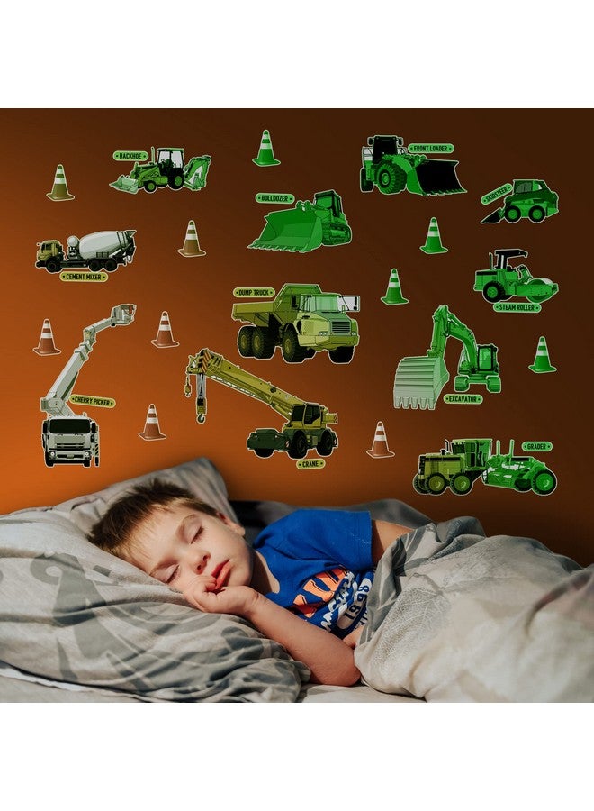 Rayliad Glow in The Dark Construction Wall Stickers - 10 Large Bright Decals for Bedroom Walls and Ceilings - Glowing Sticker Decorations for Girls and Boys Room - Best for Bedtime Adventures - Image 1