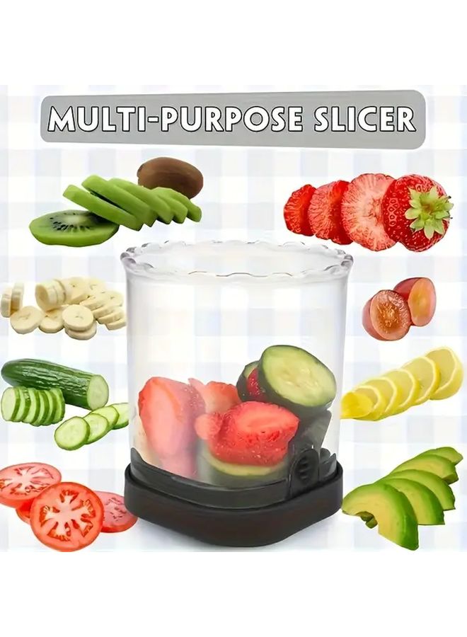 Stainless Steel Vegetable Fruit Cheese Slicer With 8 Blades And Transparent Storage Container In Black - Image 1