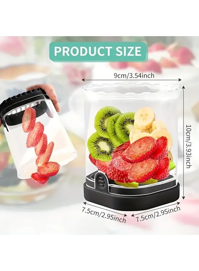 Stainless Steel Vegetable Fruit Cheese Slicer With 8 Blades And Transparent Storage Container In Black - Image 3