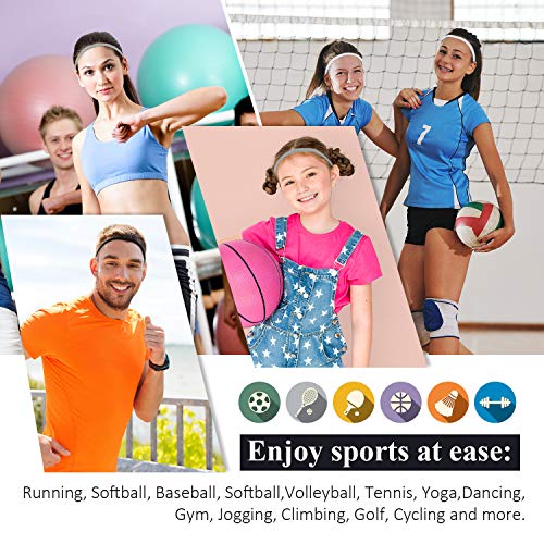 Bememo 4 Pieces Thick Non-Slip Elastic Sport Headbands Hair Headbands for Women and Men (Black, Gray, White) - Image 5