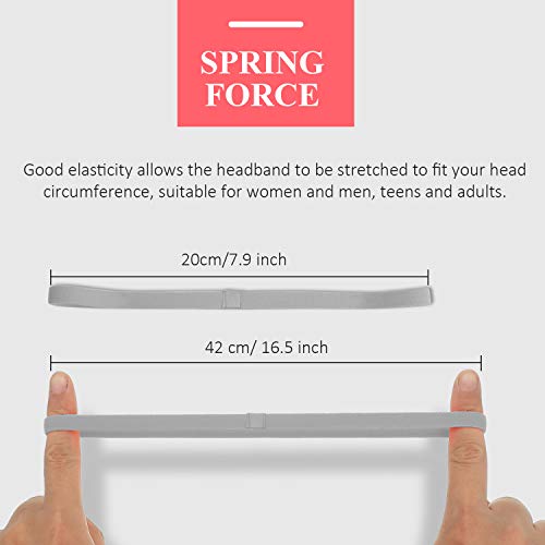 Bememo 4 Pieces Thick Non-Slip Elastic Sport Headbands Hair Headbands for Women and Men (Black, Gray, White) - Image 2