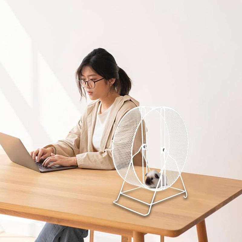 White Silent Hamster Exercise Wheel Stable Stand Small Animal Toy Gerbils Mice - Image 4