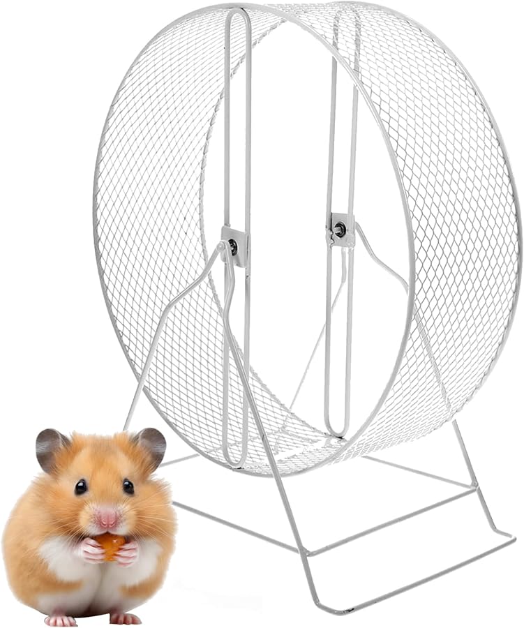 White Silent Hamster Exercise Wheel Stable Stand Small Animal Toy Gerbils Mice - Image 2