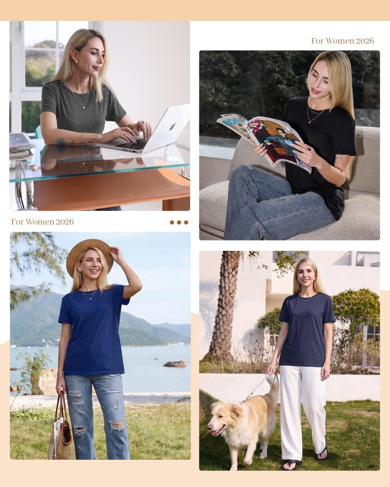 TNNZEET Black Shirt Womens - Short Sleeve Spring Summer Casual Tops Loose Basic Tees Crew Neck Tshirts Fashion Clothes 2026 - Image 2
