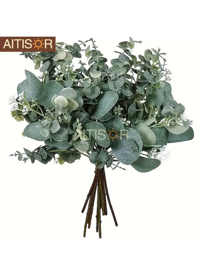 Pack Of 20 Artificial Eucalyptus Leaves Silvery Dollar Stems For Vase Bouquets Floral Arrangements And Rustic Farmhouse Decor - Image 1