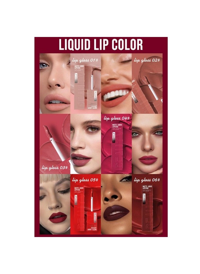 SWETIYOU - SWETIYOU Matte Liquid Lipstick Makeup Set, 3Pcs Long Lasting Smudge Proof Lip Gloss Set, High Pigmented Velvety Nude Red Lip Stain Lip Makeup Gift Sets for Girls and Women - Image 1