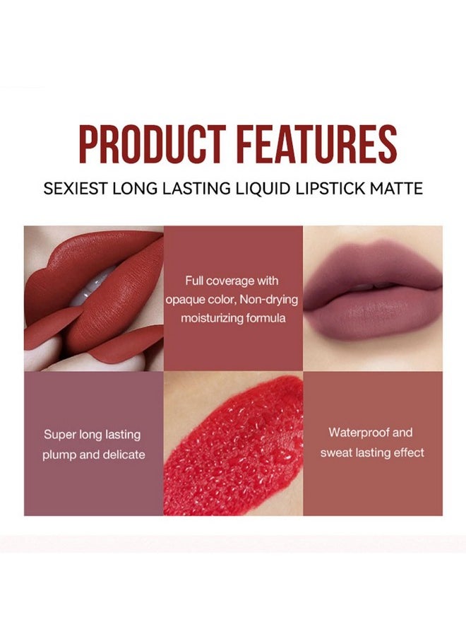 SWETIYOU - SWETIYOU Matte Liquid Lipstick Makeup Set, 3Pcs Long Lasting Smudge Proof Lip Gloss Set, High Pigmented Velvety Nude Red Lip Stain Lip Makeup Gift Sets for Girls and Women - Image 1