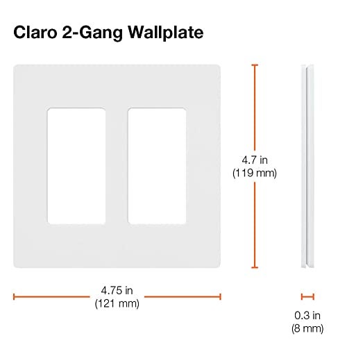 Lutron Claro 2 Gang Decorator/Rocker Wallplate, Gloss, White (4-Pack) | CW-2-WH - Image 3