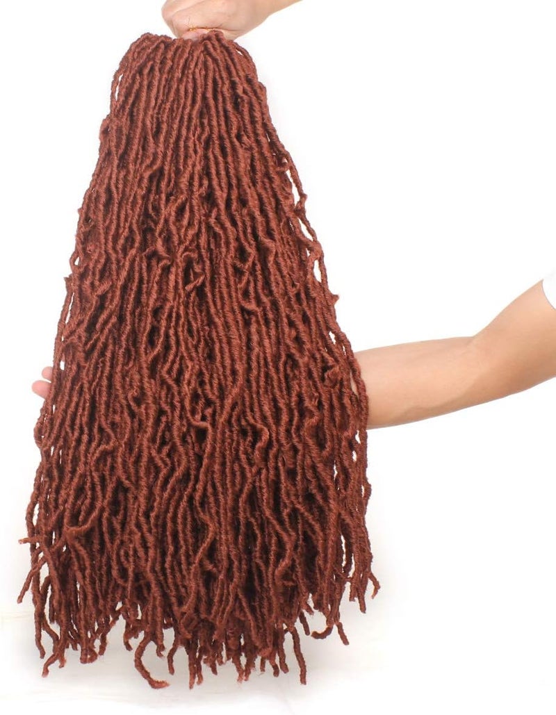 Leeven 24 Inch Long New Faux Locs Crochet Hair 126 Strands 7 Packs Copper Red Messy Soft Locs Crochet Braids Hair Ginger Distressed Goddess Locs Hair For Women 350# - Image 2