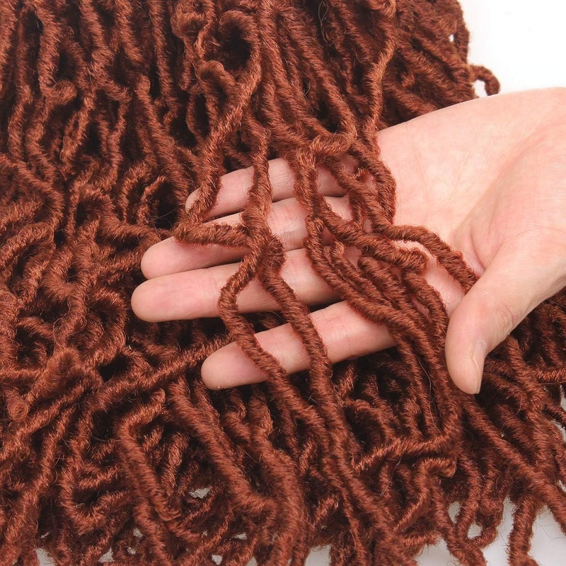 Leeven 24 Inch Long New Faux Locs Crochet Hair 126 Strands 7 Packs Copper Red Messy Soft Locs Crochet Braids Hair Ginger Distressed Goddess Locs Hair For Women 350# - Image 5