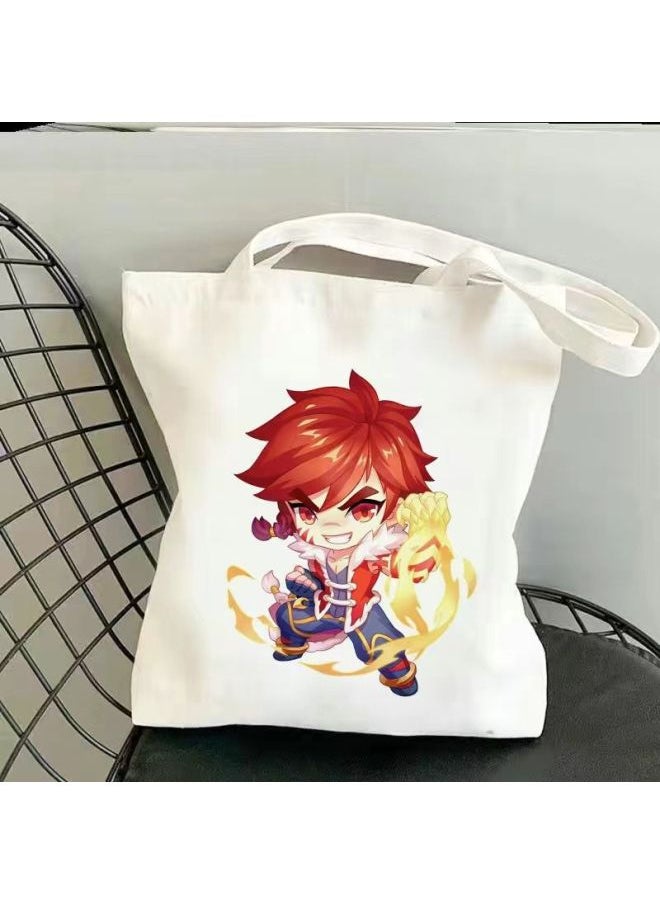 Large Capacity Canvas Shoulder Bag For Outdoor Use With High Aesthetic Value Based On Honor Of Kings Anime Character Design-Color:4 Normal-No Zipper-* Durable */