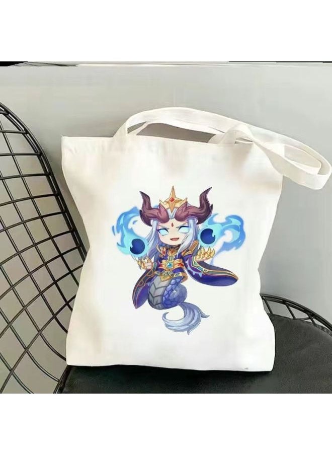 Large Capacity Canvas Shoulder Bag For Outdoor Use With High Aesthetic Value Based On Honor Of Kings Anime Character Design-Color:4 Normal-No Zipper-* Durable */