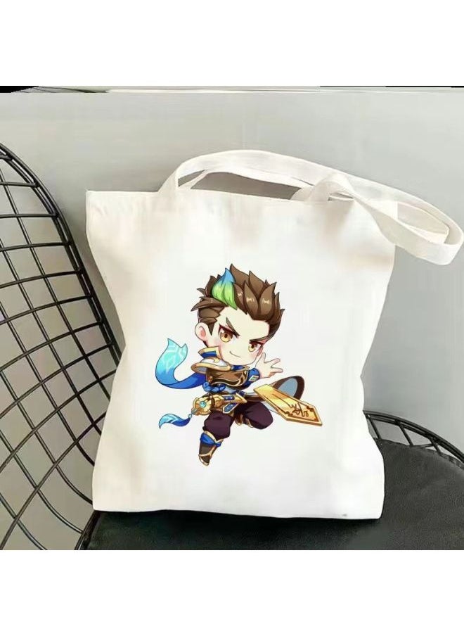 Large Capacity Canvas Shoulder Bag For Outdoor Use With High Aesthetic Value Based On Honor Of Kings Anime Character Design-Color:4 Normal-No Zipper-* Durable */