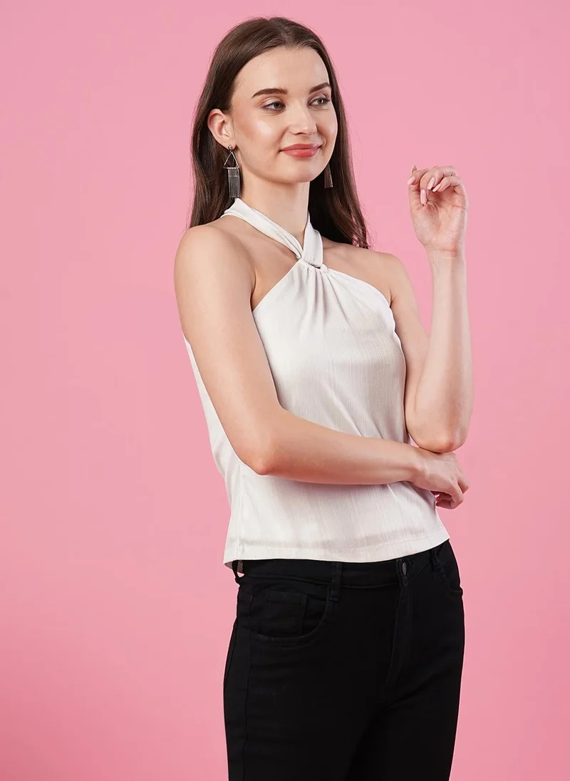 globus Globus Women Variegated Stripes Halter Neck Party Top