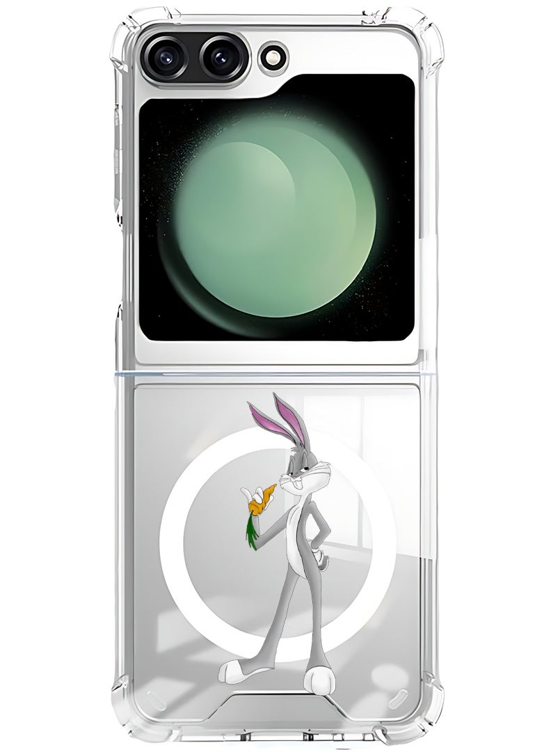 Theodor Magnetic Case for Samsung Galaxy Z Flip 6 Compatible with MagSafe Wireless Charging, Shockproof Phone Bumper Cover rabbit (2) - Image 1