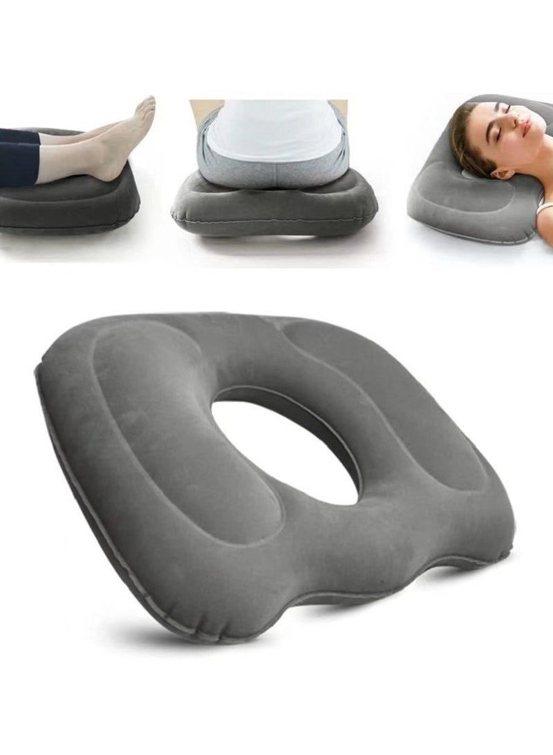 XiuWoo 2 in 1 Inflatable Donut Cushion Seat, Portable Butt Hemorrhoid Pillow, Seating Pad, Sleep Pillow, Donut Cushion, Travel Pillow - Image 1