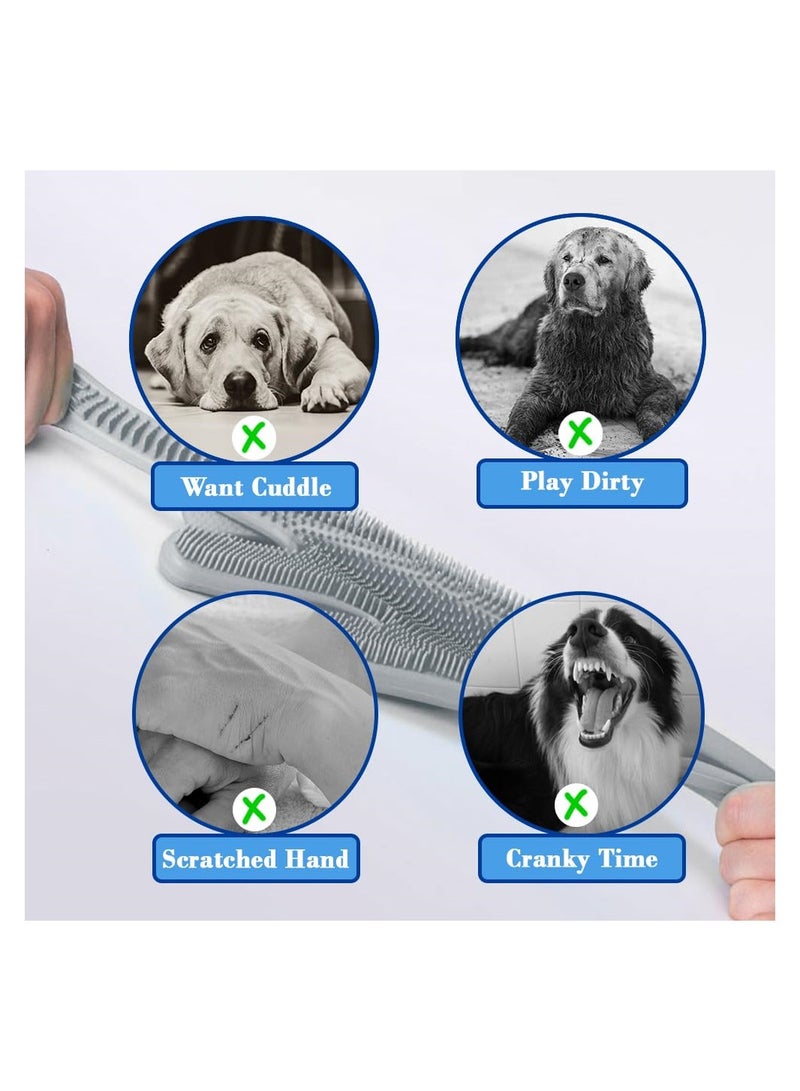 Pet Grooming Gloves for Dogs and Cats Silicone Bathing and Massaging Mitts with Enhanced Five Finger Design and High-Density Teeth Grey - Image 5