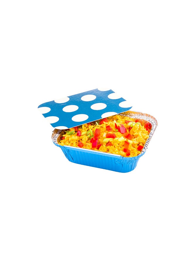 Restaurantware-12 Ounce Disposable Takeout Containers, 50 Rectangle Food Containers - With Polka Dot Lids, Blue Takeaway Containers, Aluminum Delivery Containers, Freezable - Image 3