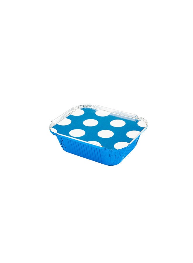 Restaurantware-12 Ounce Disposable Takeout Containers, 50 Rectangle Food Containers - With Polka Dot Lids, Blue Takeaway Containers, Aluminum Delivery Containers, Freezable - Image 1