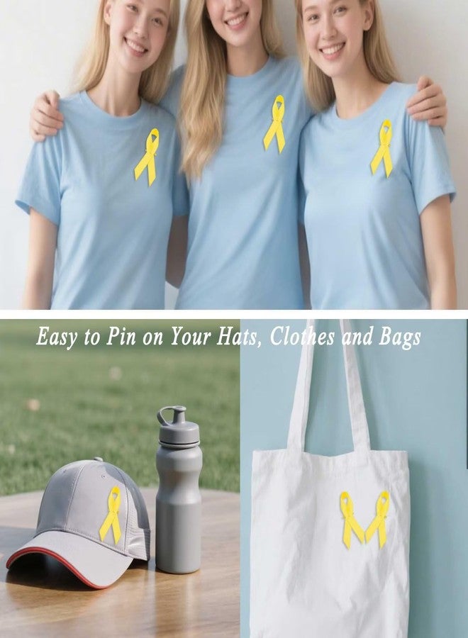 ETHOON 50 Pcs Yellow Ribbon Pins Childhood Cancer Awareness Pins Satin Awareness Ribbons with Safety Pins Troops Support Suicide Prevention Bone Cancer Awareness Pins - Image 4