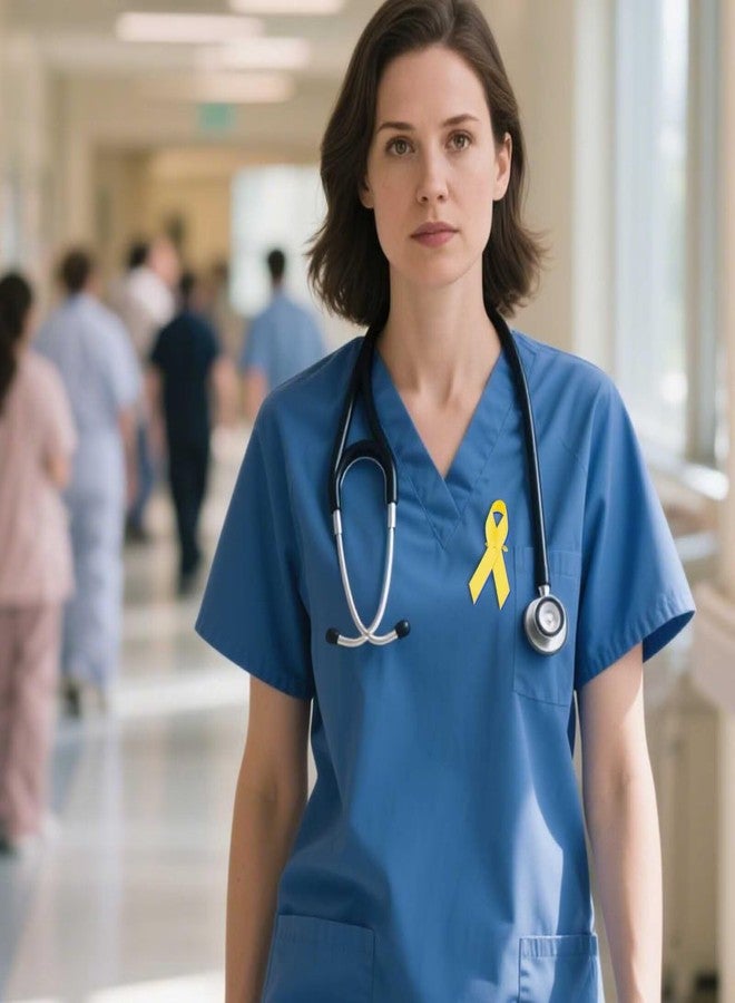 ETHOON 50 Pcs Yellow Ribbon Pins Childhood Cancer Awareness Pins Satin Awareness Ribbons with Safety Pins Troops Support Suicide Prevention Bone Cancer Awareness Pins - Image 2