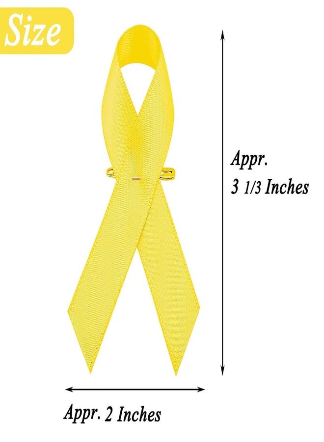ETHOON 50 Pcs Yellow Ribbon Pins Childhood Cancer Awareness Pins Satin Awareness Ribbons with Safety Pins Troops Support Suicide Prevention Bone Cancer Awareness Pins - Image 3