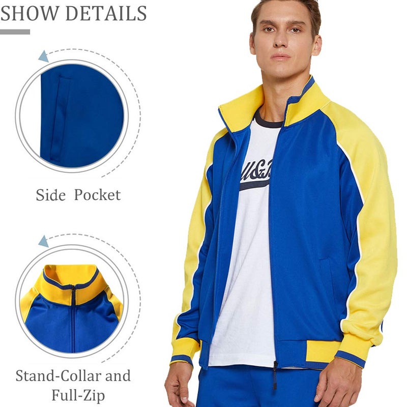 DUOFIER Men Tracksuit Set Full-Zip Sweatshirt Jogger Sweatpants Warm Sports Suit Gym Training Wear, 49Blue-XL - Image 4
