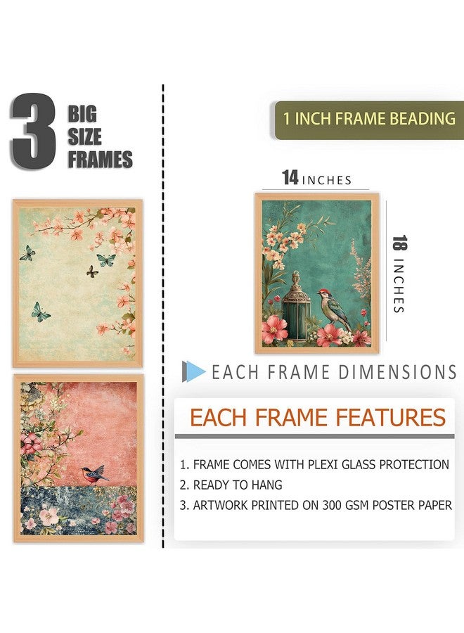 Gamya Big Birds Aesthetic Framed Posters Wall Decor Paintings For Living Room, Bedroom/Big Paintings For Wall Decoration (14x18 Inches) Set of 3 (Combo 2) - Image 2