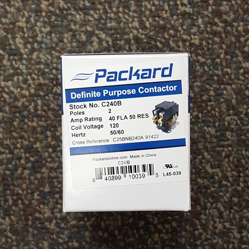 Packard C240B Definite Purpose Contactor - 2 Pole, 40 Amps, 120 Coil Voltage