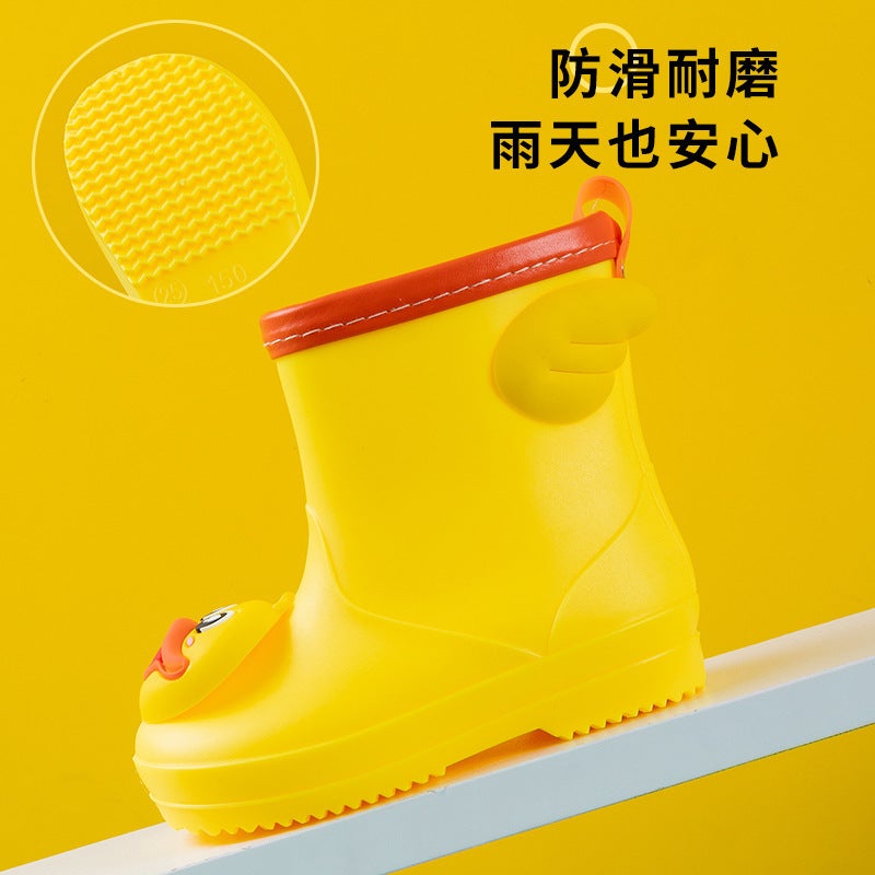 Children'S Rain Boots Cartoon Boys And Girls Kindergarten Baby Rubber Shoes Drawstring Non-Slip Rain Boots Kindergarten Rain Boots - Image 4