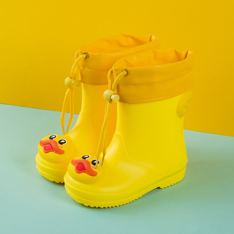 Children'S Rain Boots Cartoon Boys And Girls Kindergarten Baby Rubber Shoes Drawstring Non-Slip Rain Boots Kindergarten Rain Boots - Image 1