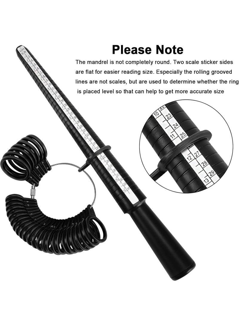Ring Size Measuring Tool Includes Plastic Ring Sizer Mandrel Stick, Finger Sizing Ring Guage Measurer and 2 Pcs Finger Measure Tape for Women Men Jewelry Making - Image 3