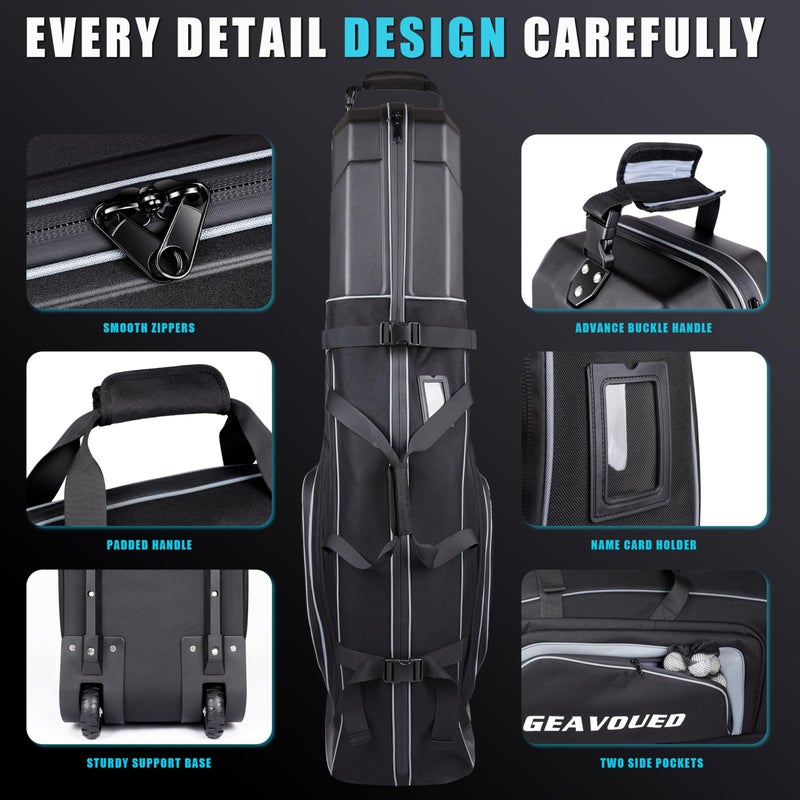 GEAVOUED Golf Travel Bag with Hard Case Top and Wheels,Premium Oxford Fabric, Golf Travel Bags for Airlines,Protect Your Club for Safe Transport - Image 5