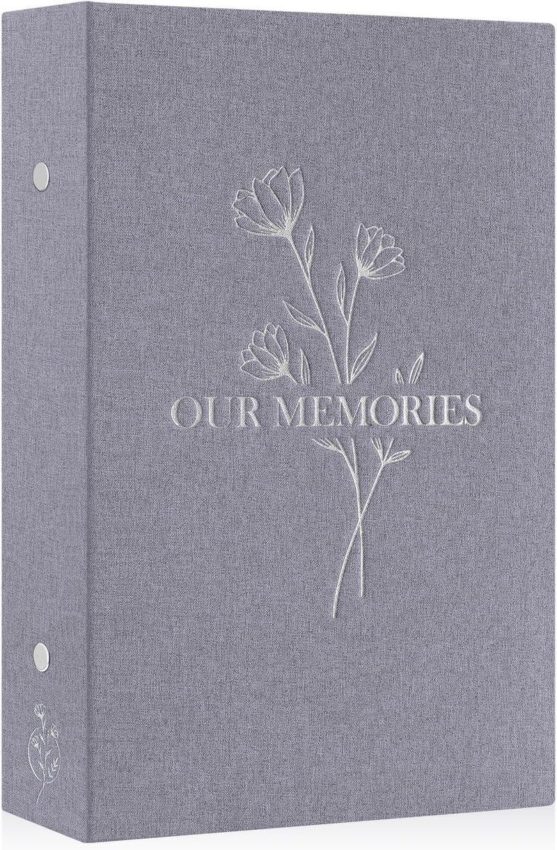 Lanpn Photo Album 6x4 Slip in, OUR MEMORIES Linen 300 Pockets Photo Albums Holds Landscape Only 10x15cm Picture Grey - Image 1