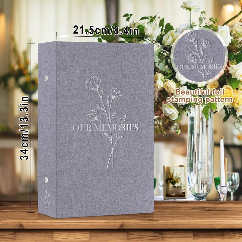 Lanpn Photo Album 6x4 Slip in, OUR MEMORIES Linen 300 Pockets Photo Albums Holds Landscape Only 10x15cm Picture Grey - Image 2