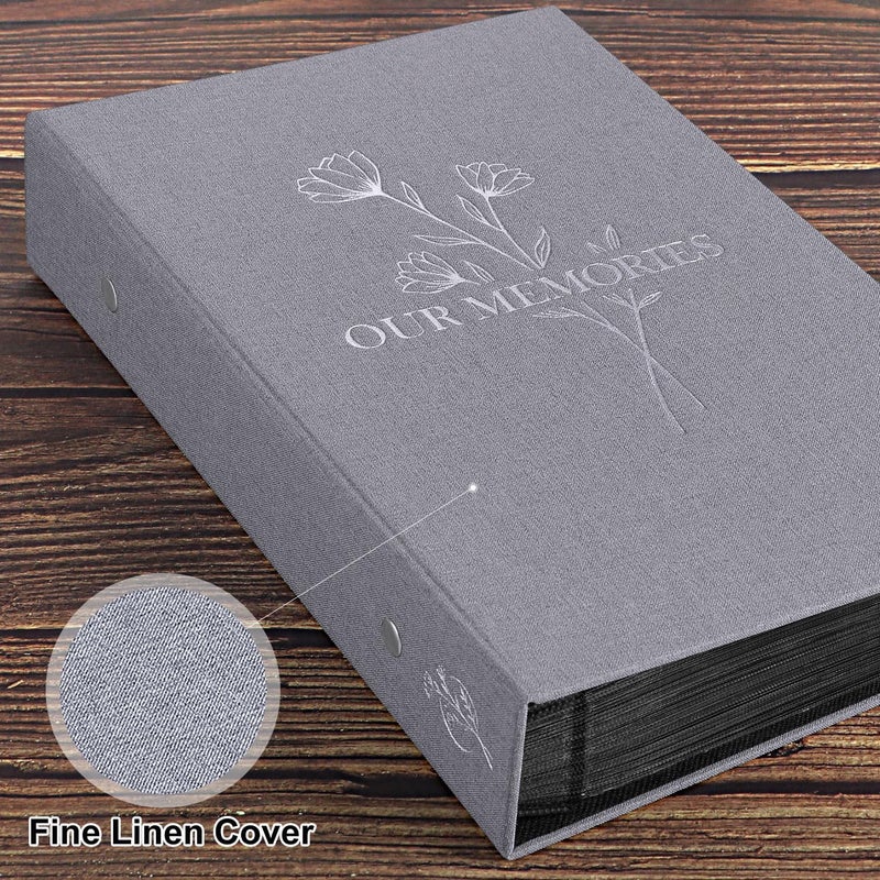 Lanpn Photo Album 6x4 Slip in, OUR MEMORIES Linen 300 Pockets Photo Albums Holds Landscape Only 10x15cm Picture Grey - Image 3