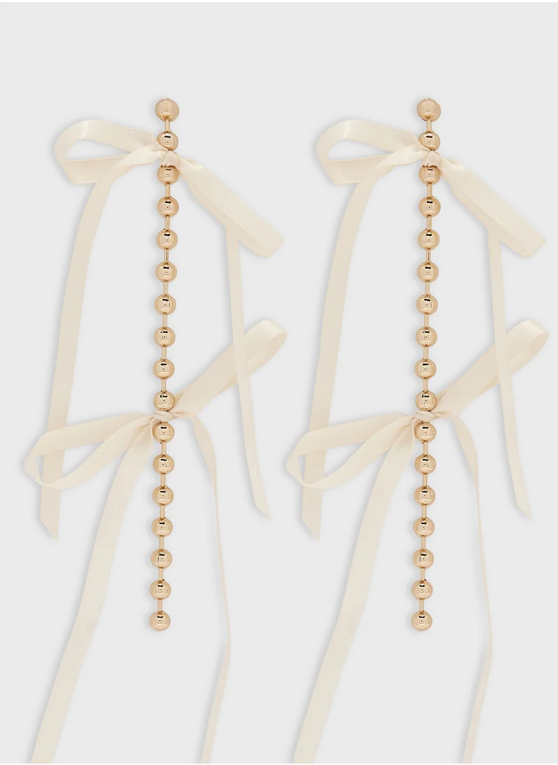 Ginger Bow Detail Drop Earrings