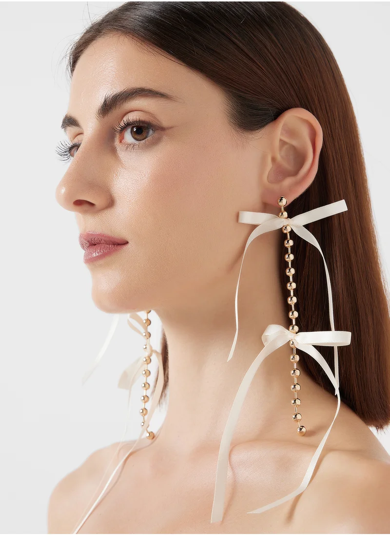 جينجر Bow Detail Drop Earrings