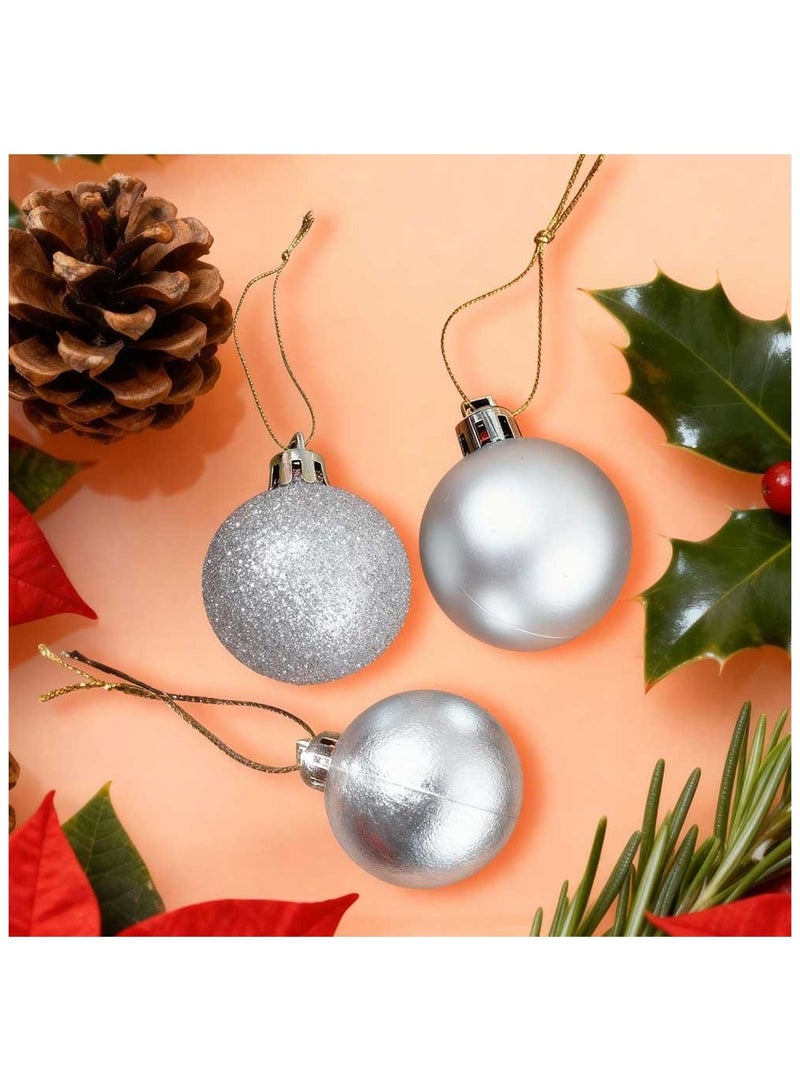 Trentor كرات عيد الميلاد الفضية الزخرفية عبوة من 24 (4 سم) - Image 1