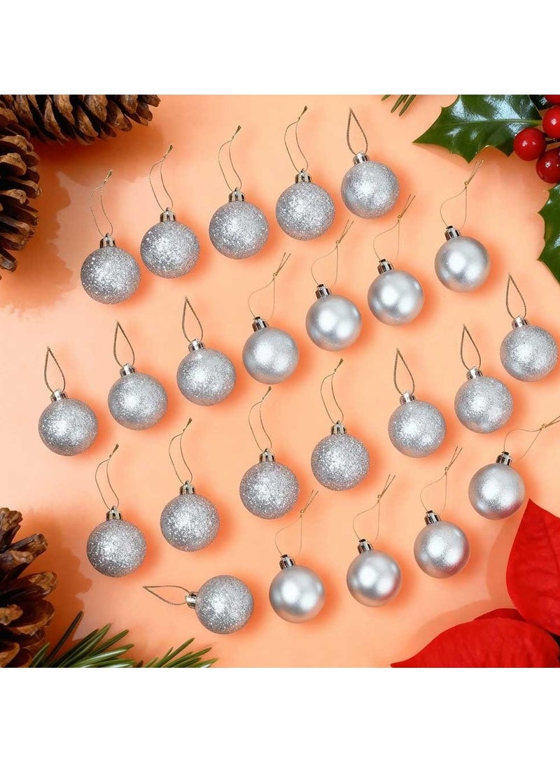 Trentor كرات عيد الميلاد الفضية الزخرفية عبوة من 24 (4 سم) - Image 2