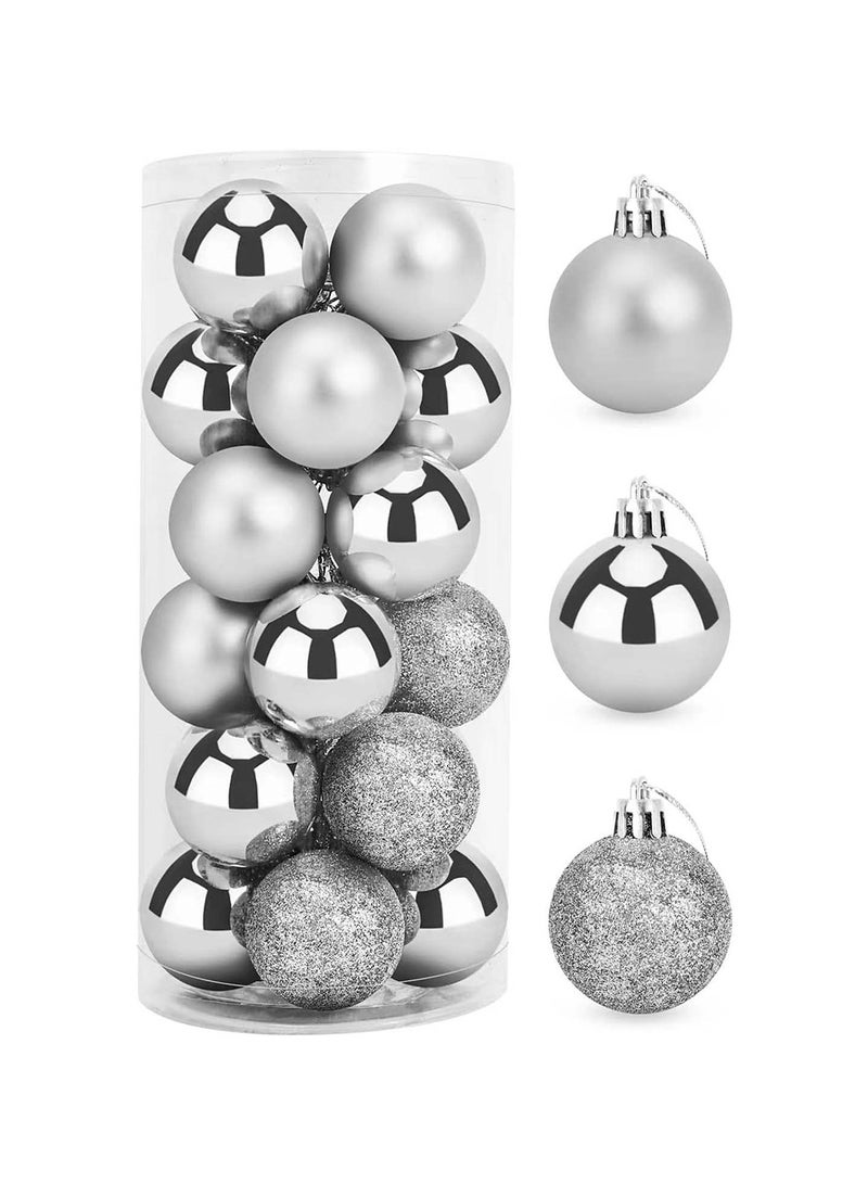 Trentor كرات عيد الميلاد الفضية الزخرفية عبوة من 24 (4 سم) - Image 3