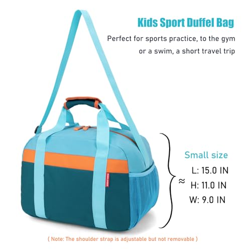 HawLander Small Duffle Bag for Kids Boys or Girls, Gym Bag for Sports (Teal Blue) - Image 4