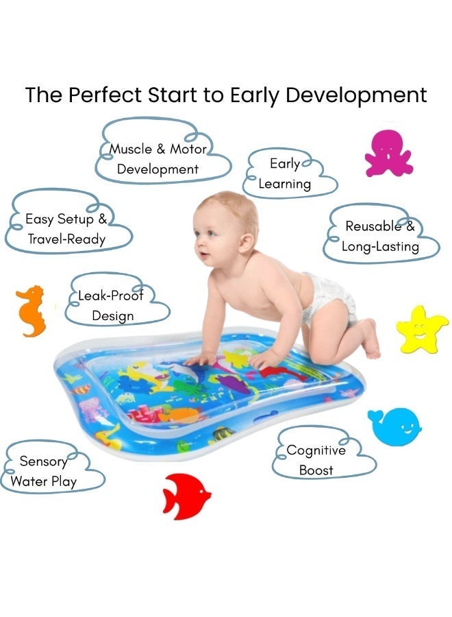 VIO Inflatable Tummy Time Mat Water Play Mat for Babies Infants Toddlers Sensory Baby Toys for 3 to 24 Months Strengthen Your Baby's Muscles Portable Baby Tummy Time Mat with Floating Fish Happy Baby Activity Mat Promote Development Sensory Toys for Early Development Activities Baby Essentials Baby Gift Travel Friendly - Image 2