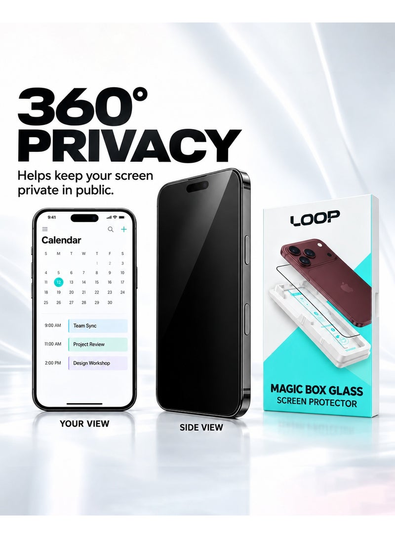 لووب واقي شاشة زجاجي مقوى للخصوصية 360 درجة من LOOP لهاتف iPhone 18 Pro Max - Image 3